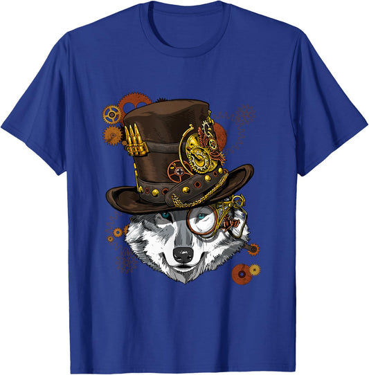 Wowsome! Steampunk Wolf Lovers - Black, -Adults, Short Sleeve, XS, US, Regular, Small T-Shirt - T-Shirt | Royal