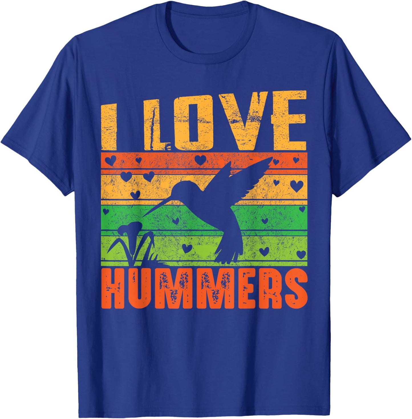 I Love Hummers Colibri Hummingbird Wildlife Retro Sunset T-Shirt - T-Shirt | Royal