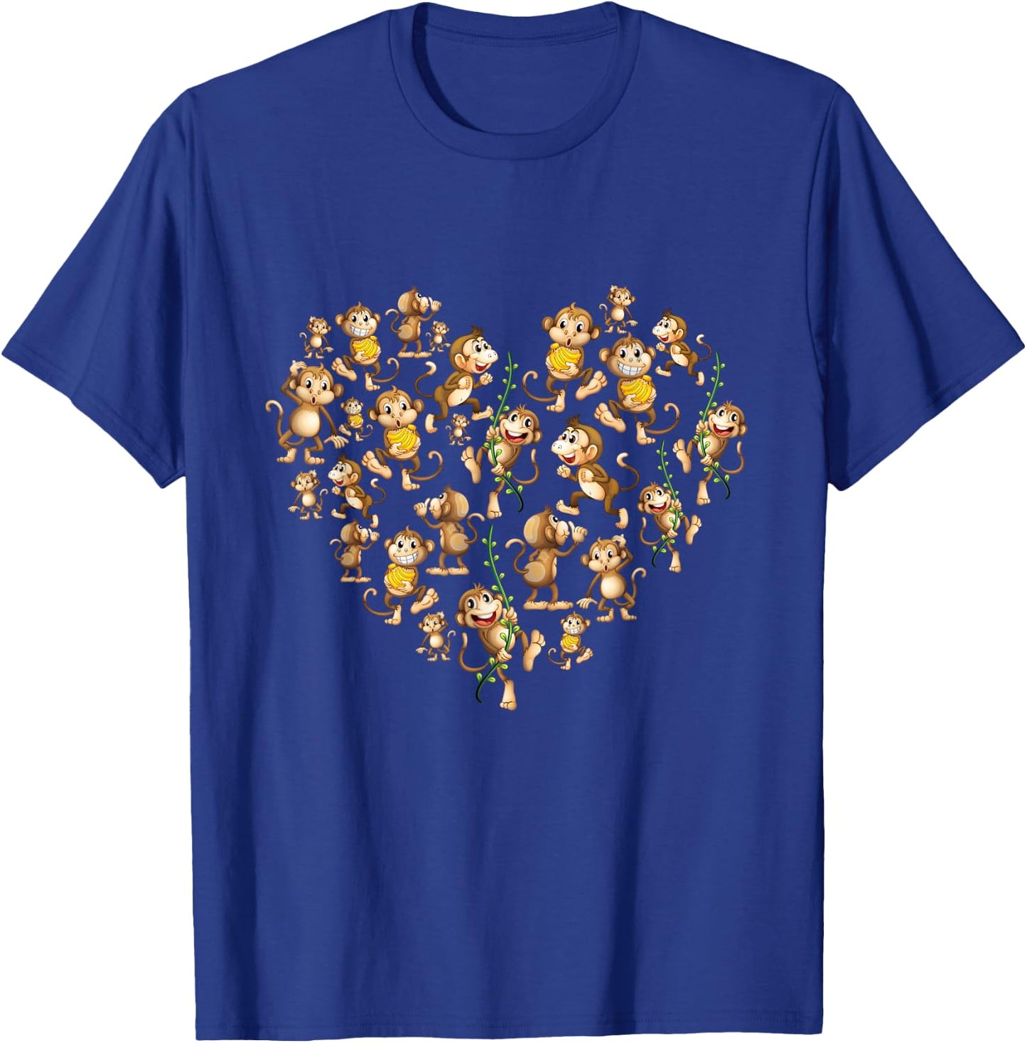 Cute Monkey Lover Heart Monkeys Animal Women Kids T-Shirt - T-Shirt | Royal