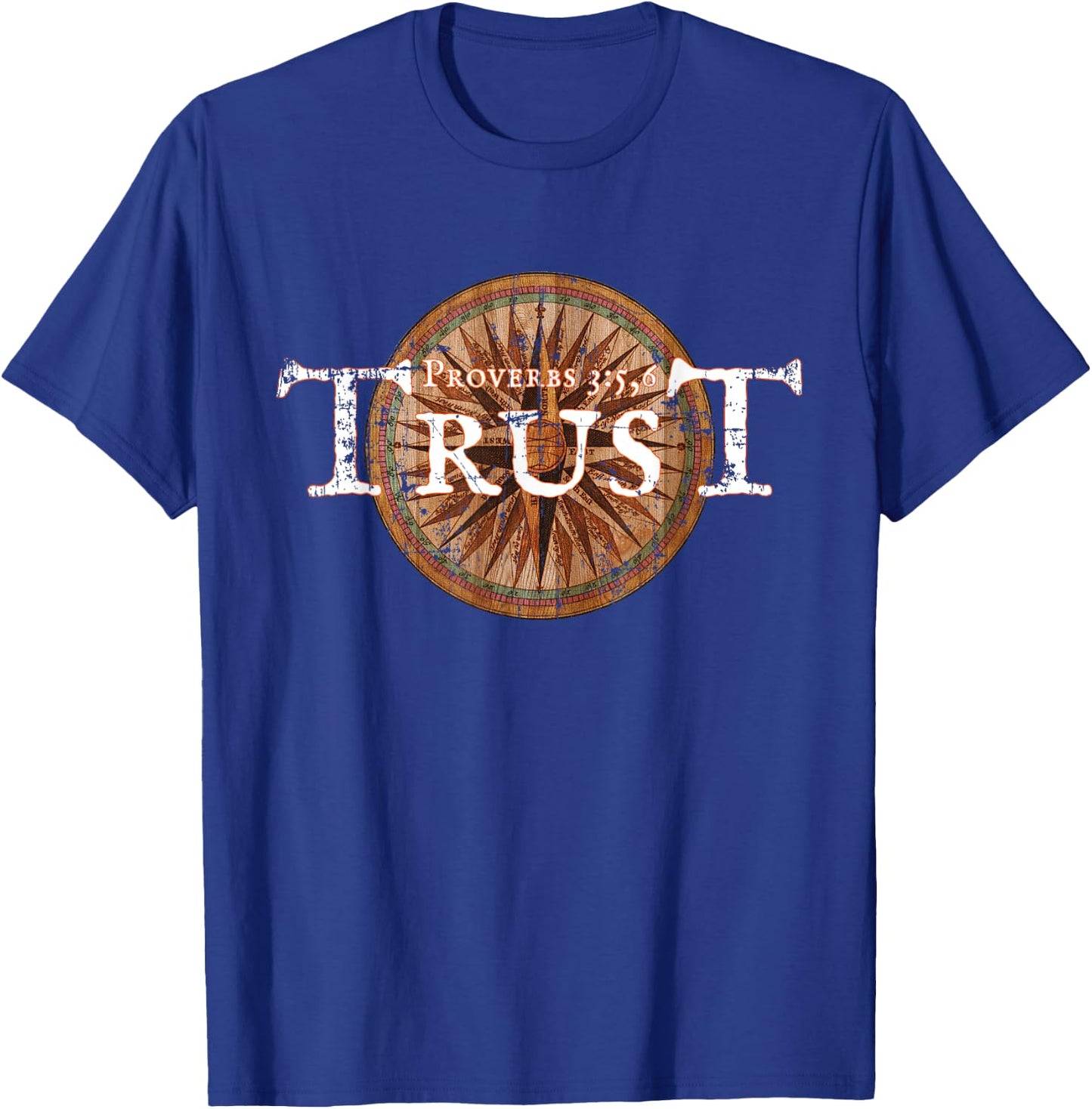 Christian Proverbs 3:5,6 Bible Verse KJV T-Shirt - T-Shirt | Royal