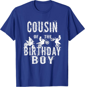 Cousin Of The Birthday Boy Dirt Bike B-day Party T-Shirt - T-Shirt | Royal
