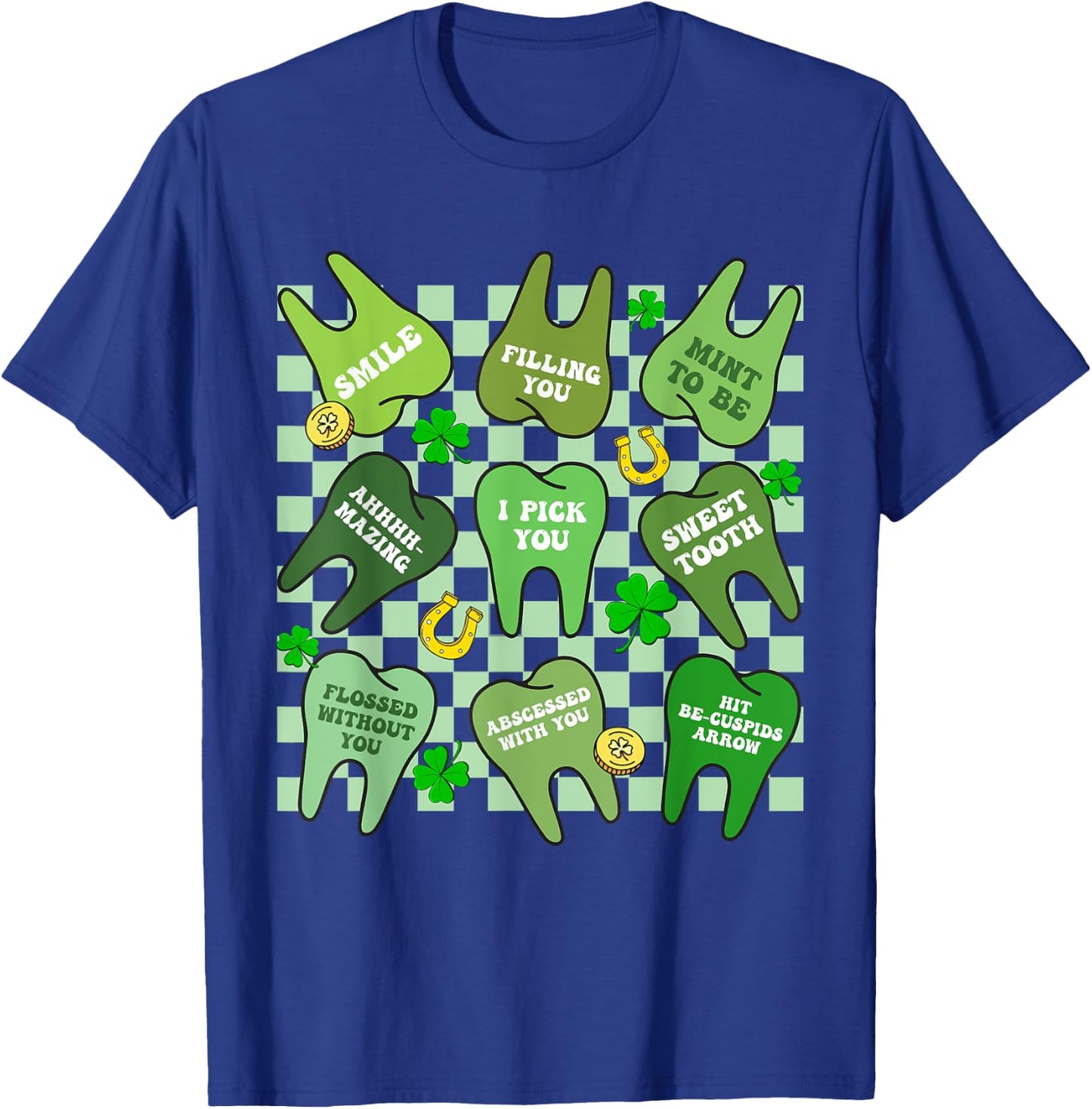Flossed Teeth St Patricks Day Dentist Dental Squad Assistant T-Shirt - T-Shirt | Royal