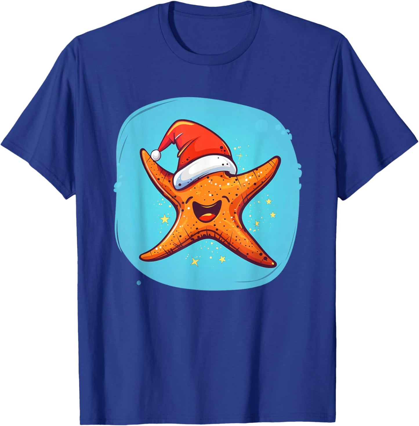 Merry Christmas Starfish with Santa Claus Hat T-Shirt - T-Shirt | Royal