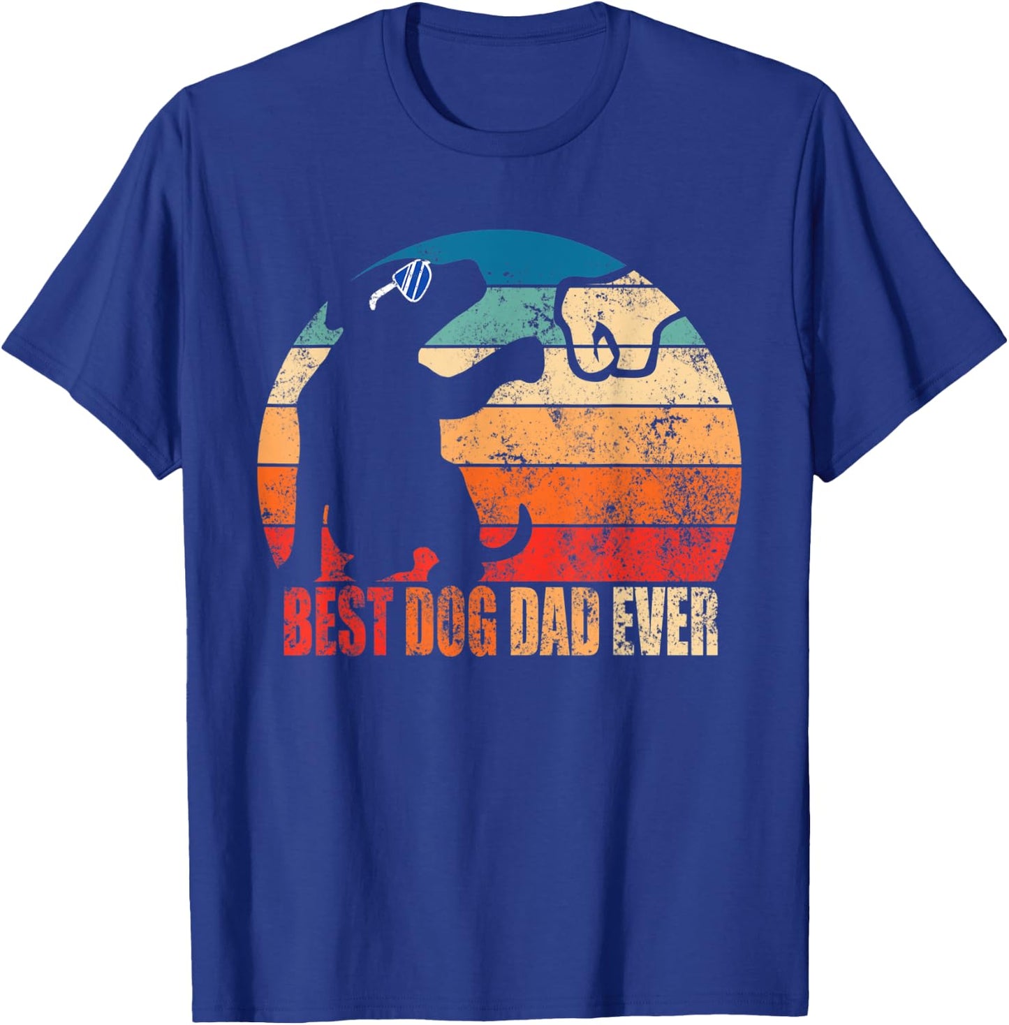 Best Dog Dad Ever Fist Bump Retro Daddy Gift Son Daughter Men Women Kids T-Shirt - T-Shirt | Royal