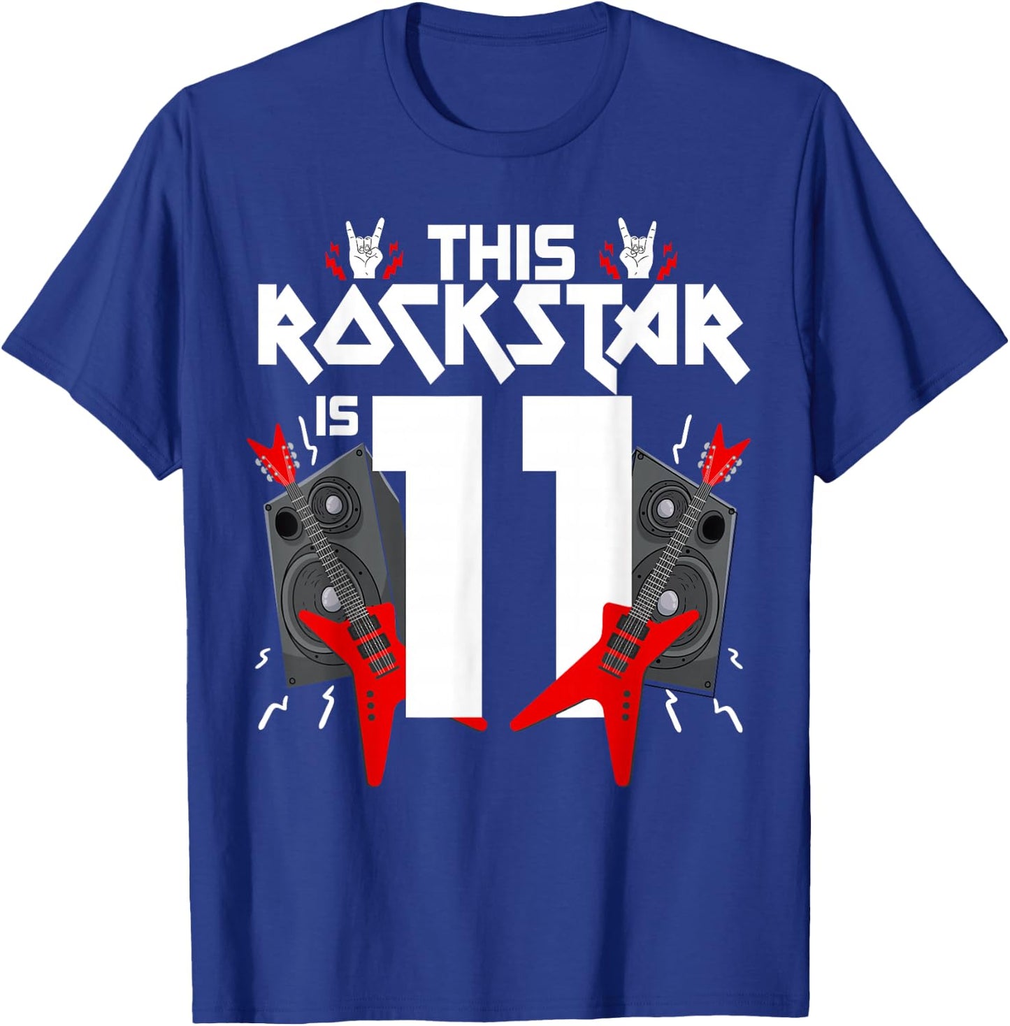 11 Year Old Rock And Roll Star Birthday Guitar 11th Gift T-Shirt - T-Shirt | Royal