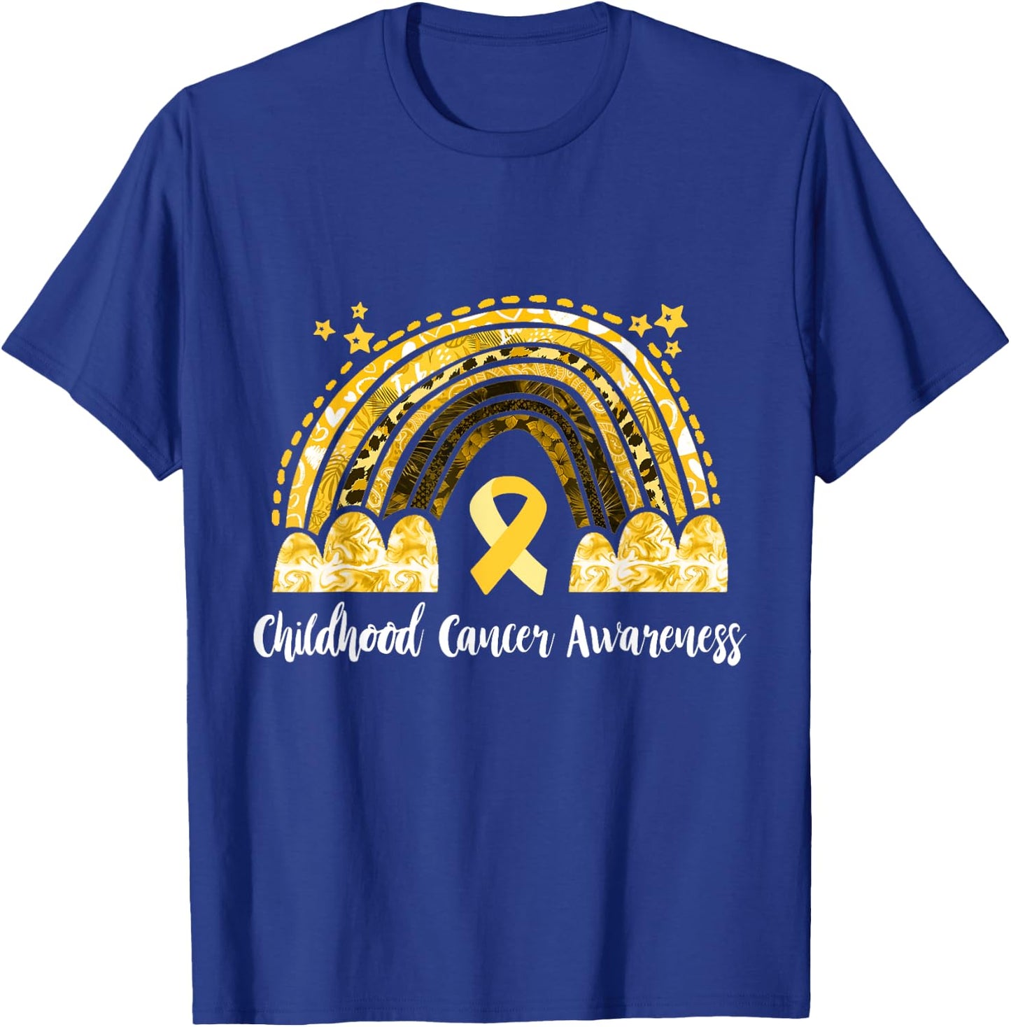 Childhood Cancer Awareness Gold Ribbon Survivor Rainbow T-Shirt - T-Shirt | Royal