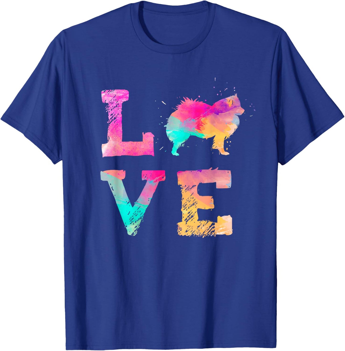 Colourful Watercolour Painting American Eskimo Dog Dog T-Shirt - T-Shirt | Royal