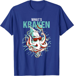 Kraken Ocean Monster Diver Surfer Beach Lover What's Kraken T-Shirt - T-Shirt | Royal