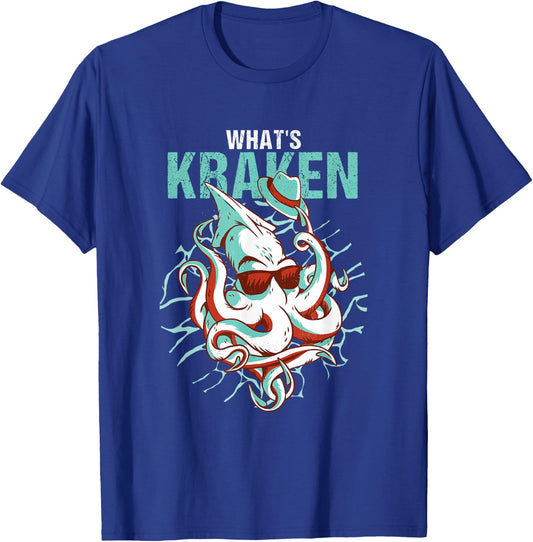 Kraken Ocean Monster Diver Surfer Beach Lover What's Kraken T-Shirt - T-Shirt | Royal