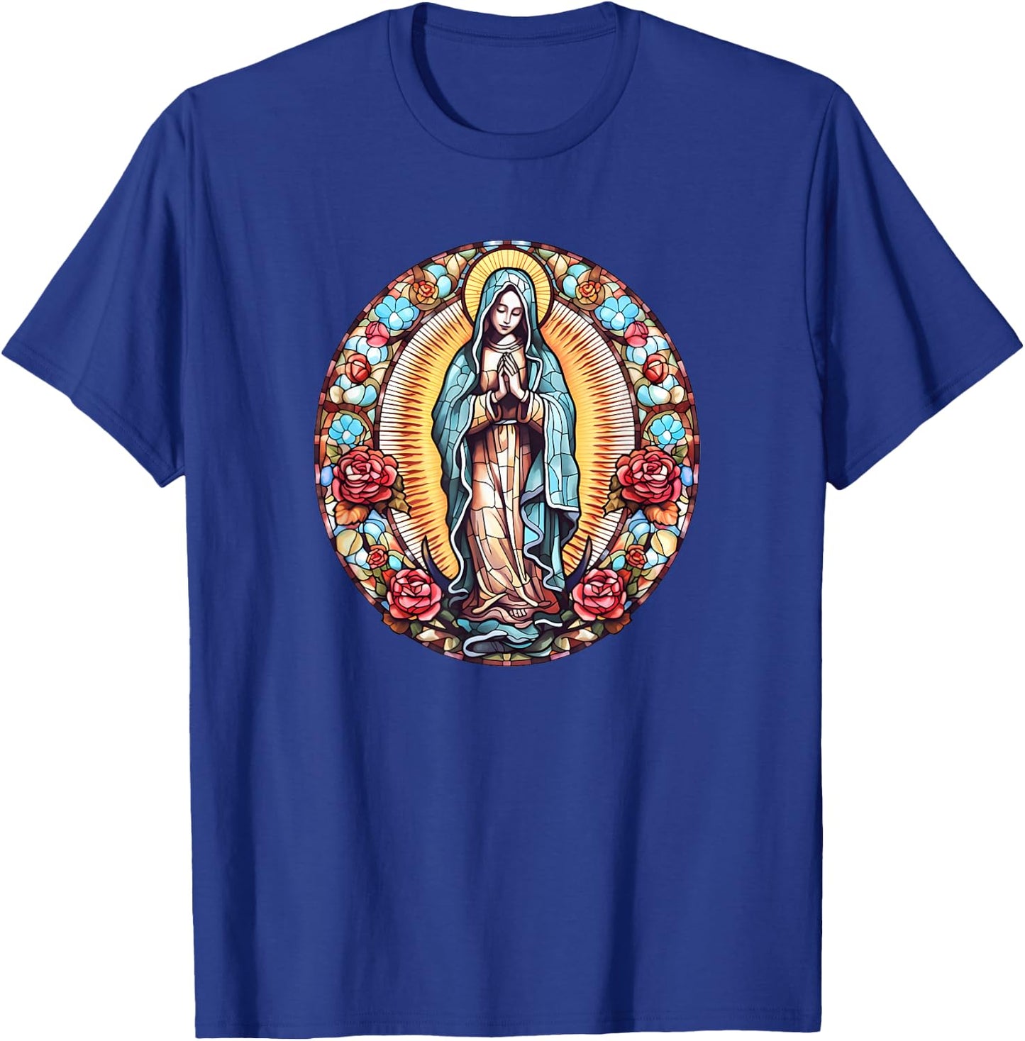 Virgin Mary Mexican Religious Art Catholic Saint Christian T-Shirt - T-Shirt | Royal