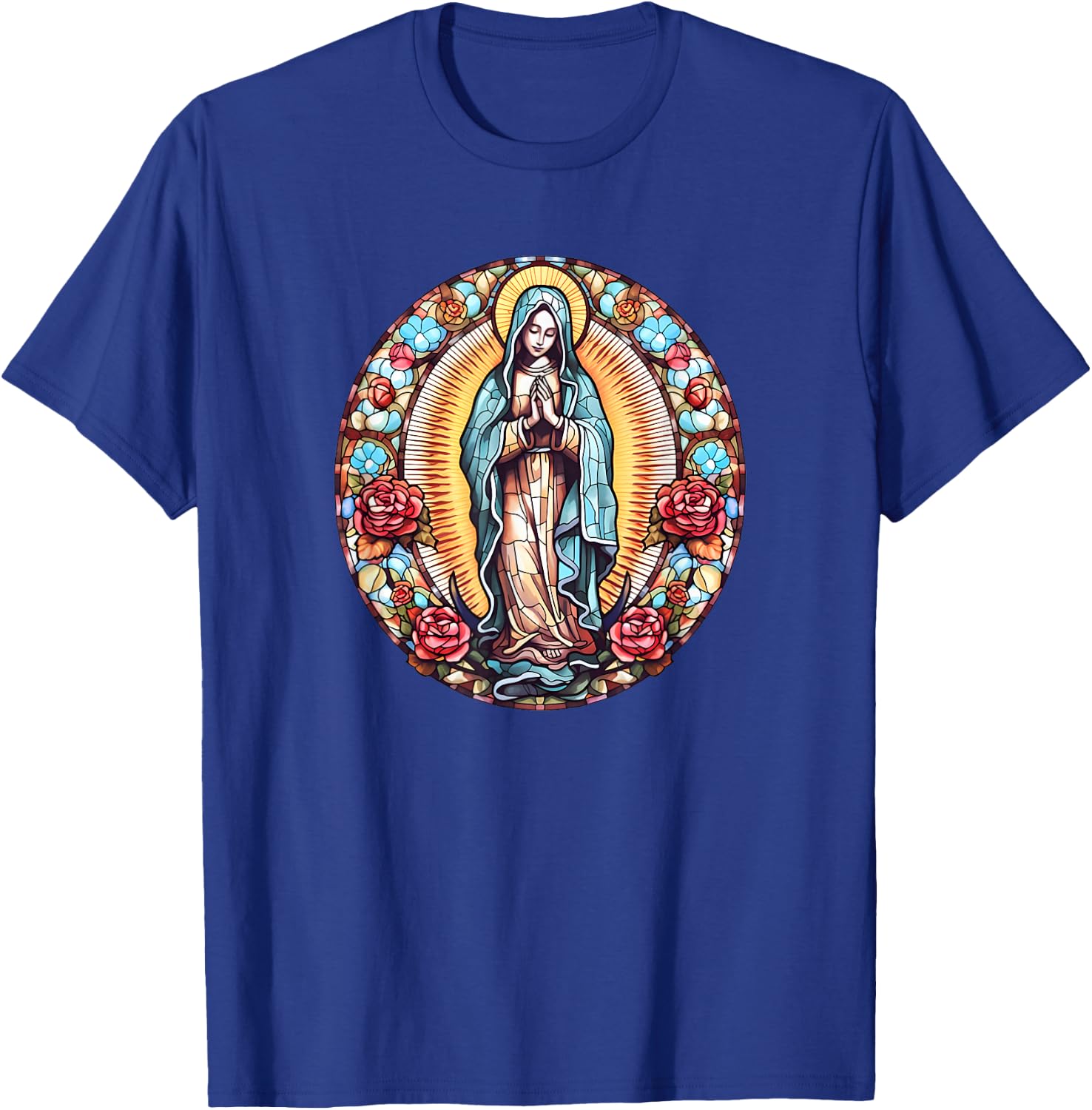 Virgin Mary Mexican Religious Art Catholic Saint Christian T-Shirt - T-Shirt | Royal