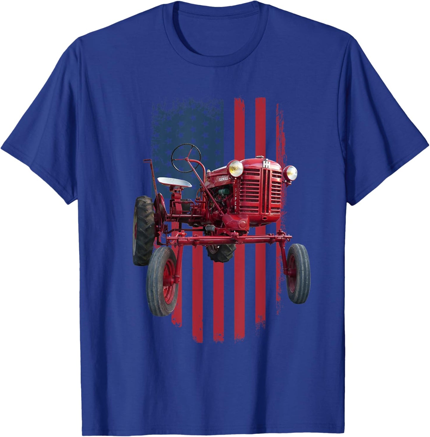 Patriotic Vintage Cub Farm Tractor American Flag USA Pride Men T-Shirt - T-Shirt | Royal