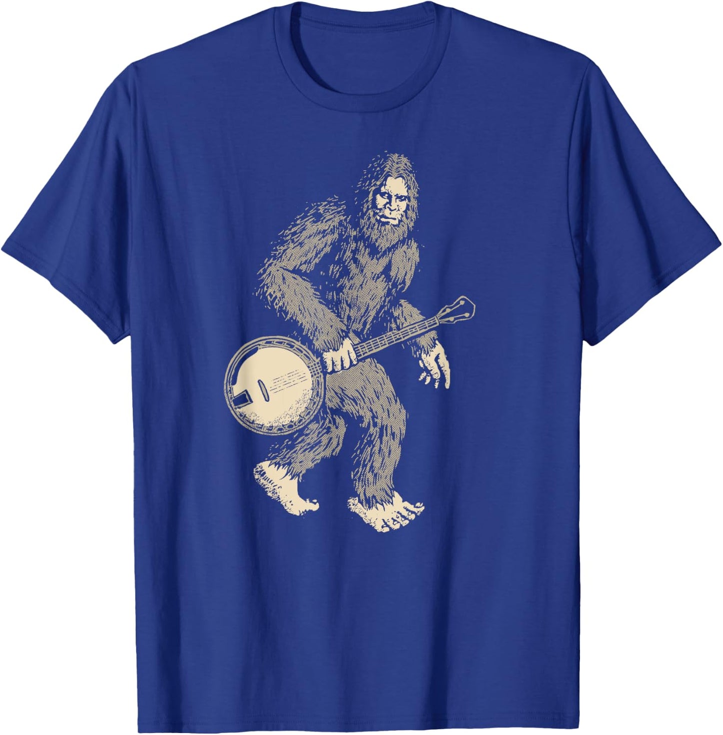Grassquatch! Vintage Bigfoot & Bluegrass Banjo Music T-Shirt - T-Shirt | Royal