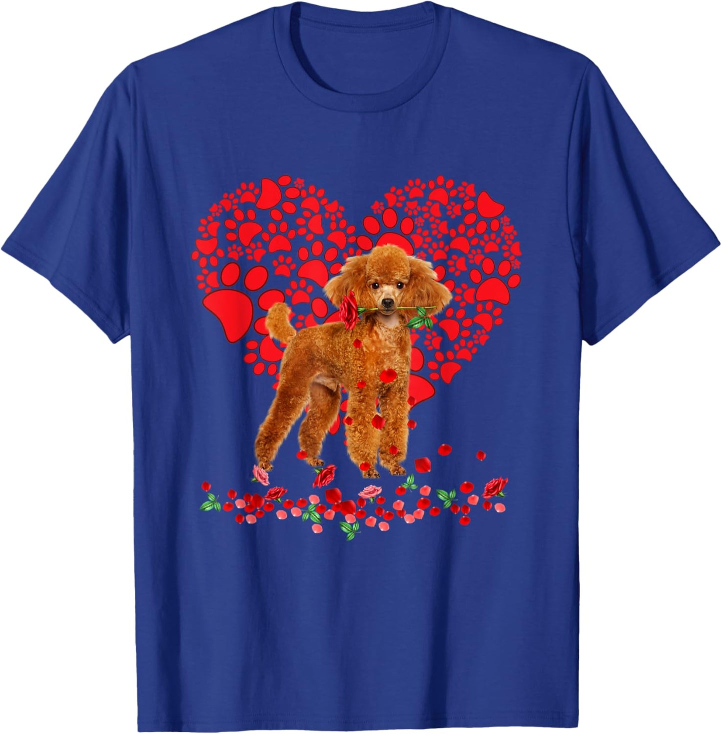 Valentines Poodle Heart Dog Dad Dog Mom Gifts T-Shirt - T-Shirt | Royal