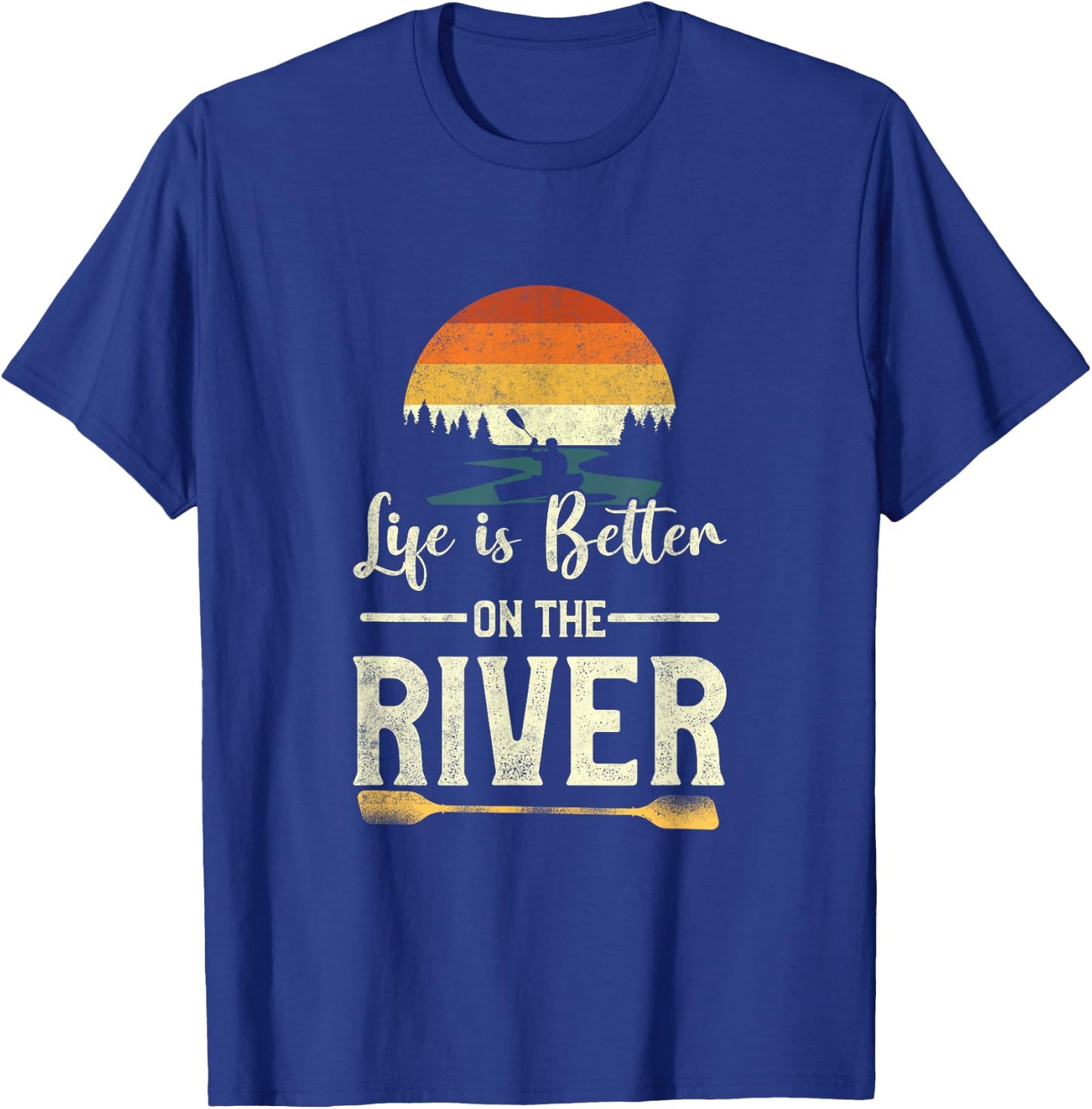 Retro Kayaking Life Is Better On The River T-Shirt - T-Shirt | Royal