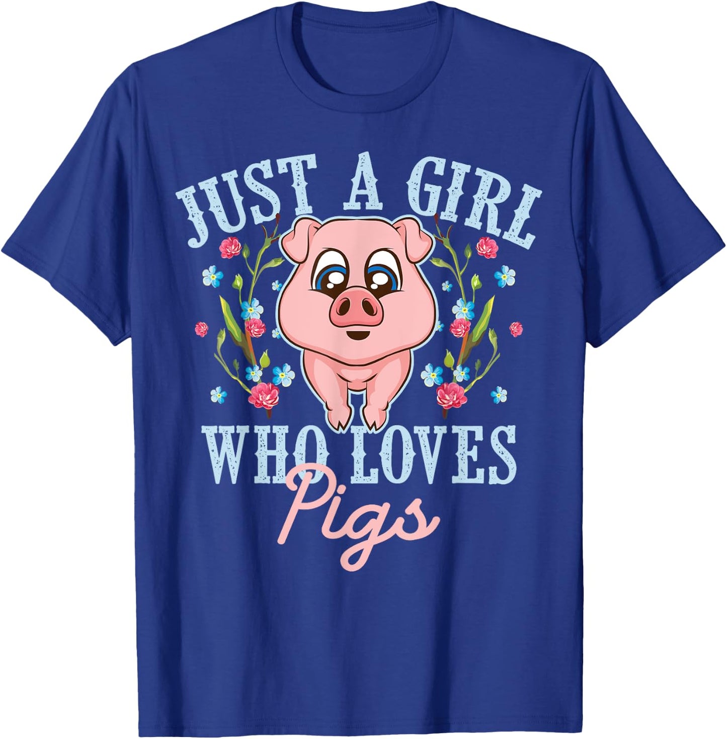 Funny Just A Girl Who Loves Pigs Gift | Cute Mini Piggy Kids T-Shirt - T-Shirt | Royal
