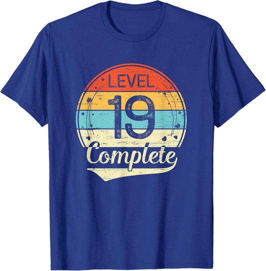 Level 19 Complete Retro 19th Wedding Anniversary T-Shirt - T-Shirt | Royal