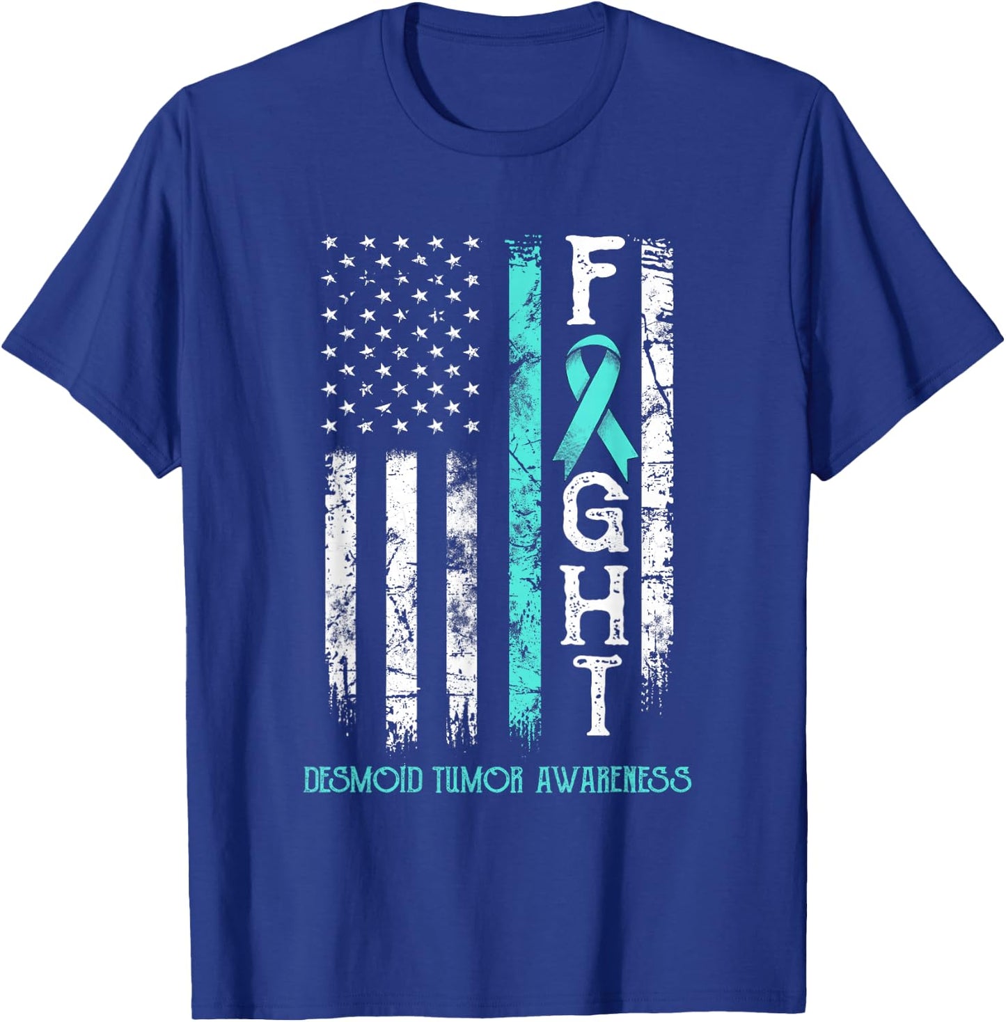 Desmoid Tumor Warrior US Flag T-Shirt - T-Shirt | Royal