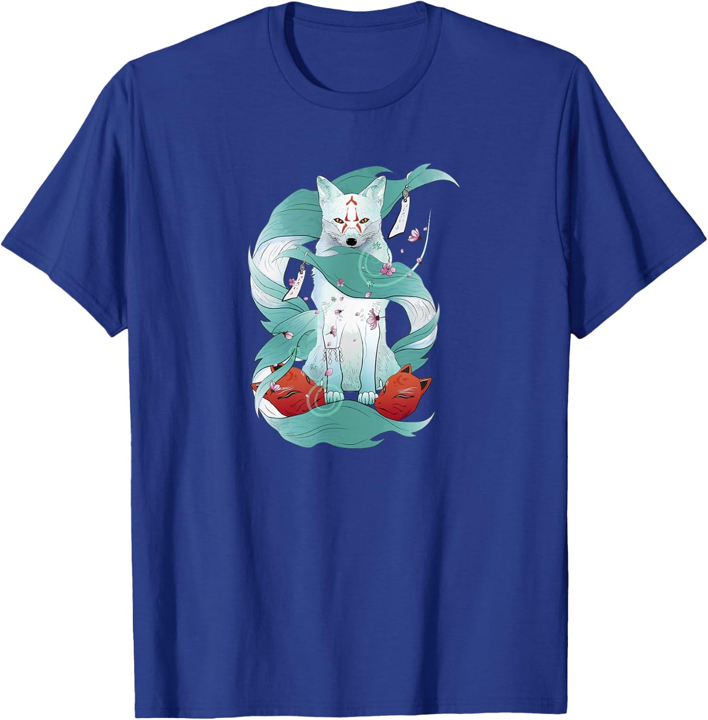 Nine-Tailed Fox Kitsune Japanese Kami Inari Fox Spirit Yokai T-Shirt - T-Shirt | Royal