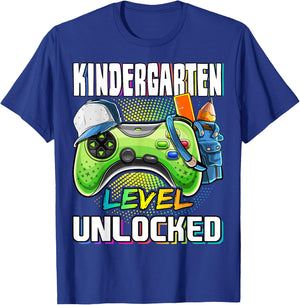Kindergarten Level Unlocked Video Game Back to School Boys T-Shirt - T-Shirt | Royal