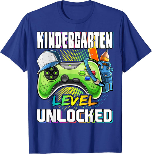 Kindergarten Level Unlocked Video Game Back to School Boys T-Shirt - T-Shirt | Royal