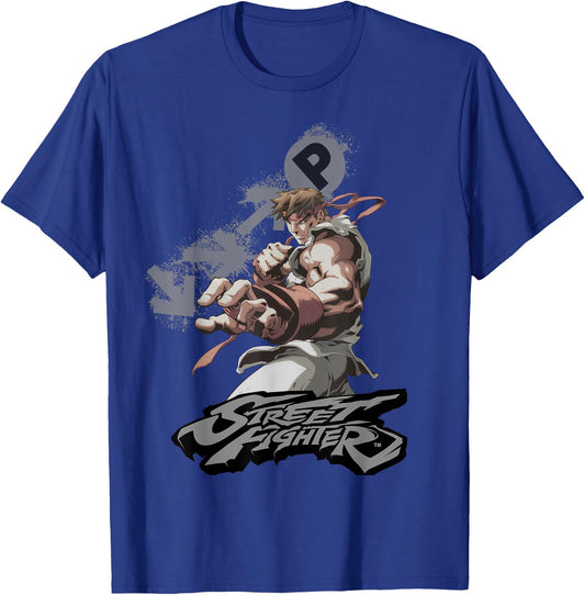 Street Fighter Ryu Portrait Fireball Epic Showdown Gamer T-Shirt - T-Shirt | Royal