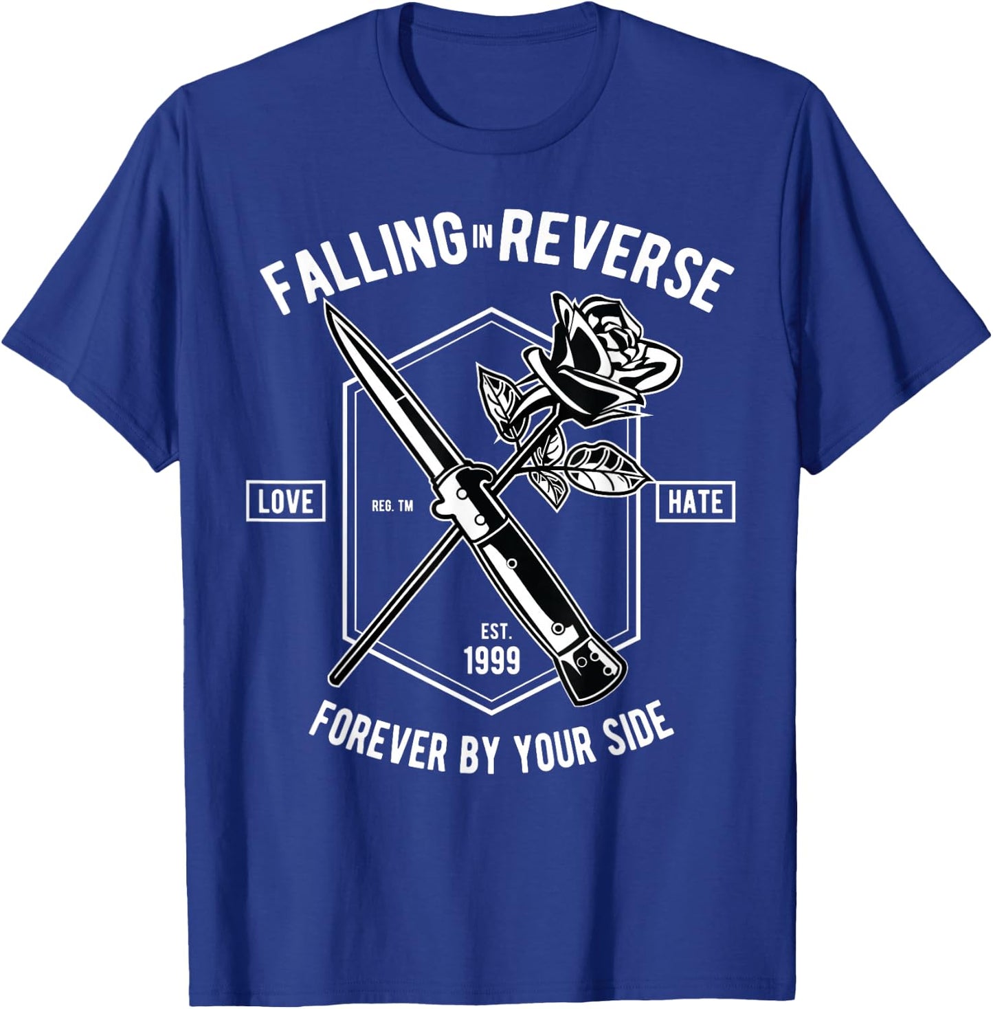 Vintage Falling In Reverse Rose & Knife Inspirational Gift T-Shirt - T-Shirt | Royal
