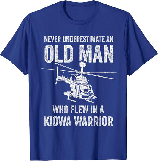 Old Man Who Flew In A Kiowa Warrior OH-58D Kiowa Helicopter T-Shirt - T-Shirt | Royal