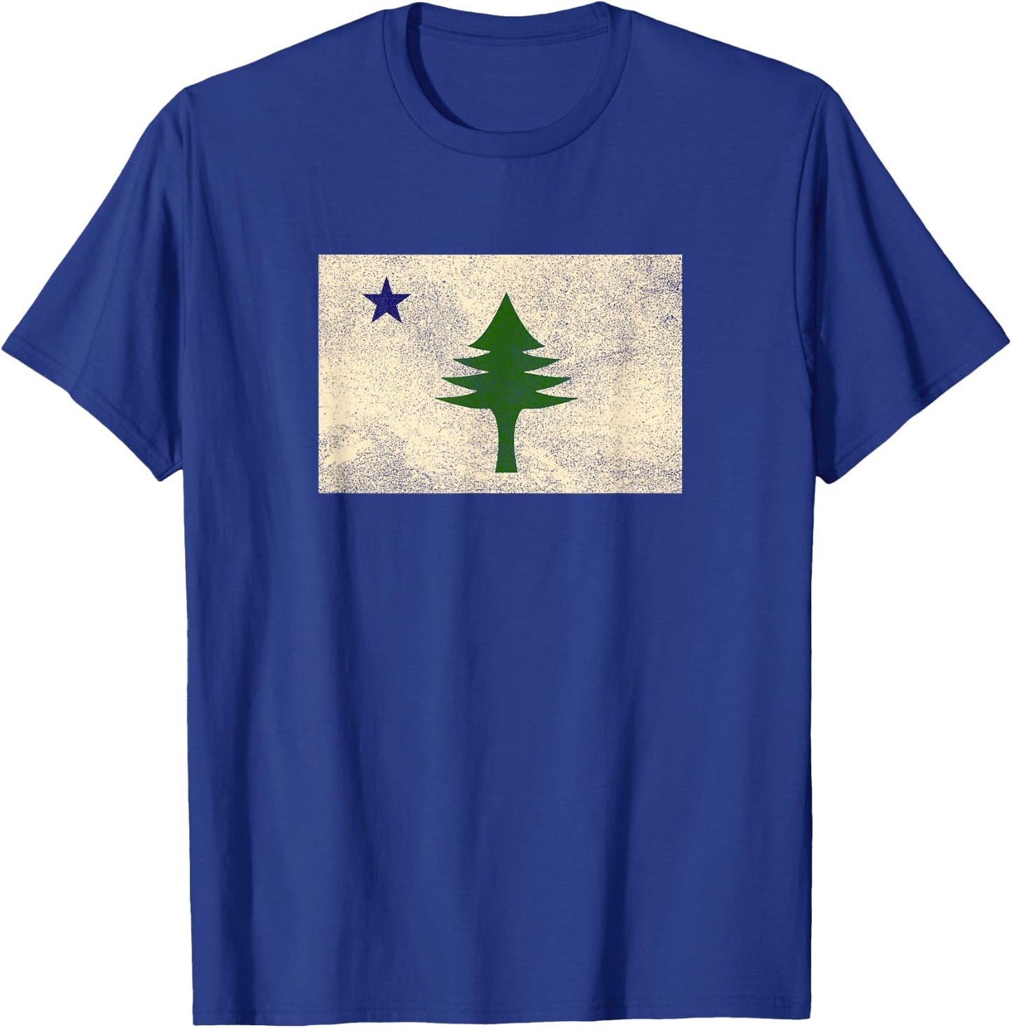 Old Maine State Flag Pine Tree 1901 Dirigo Vintage Retro T-Shirt - T-Shirt | Royal