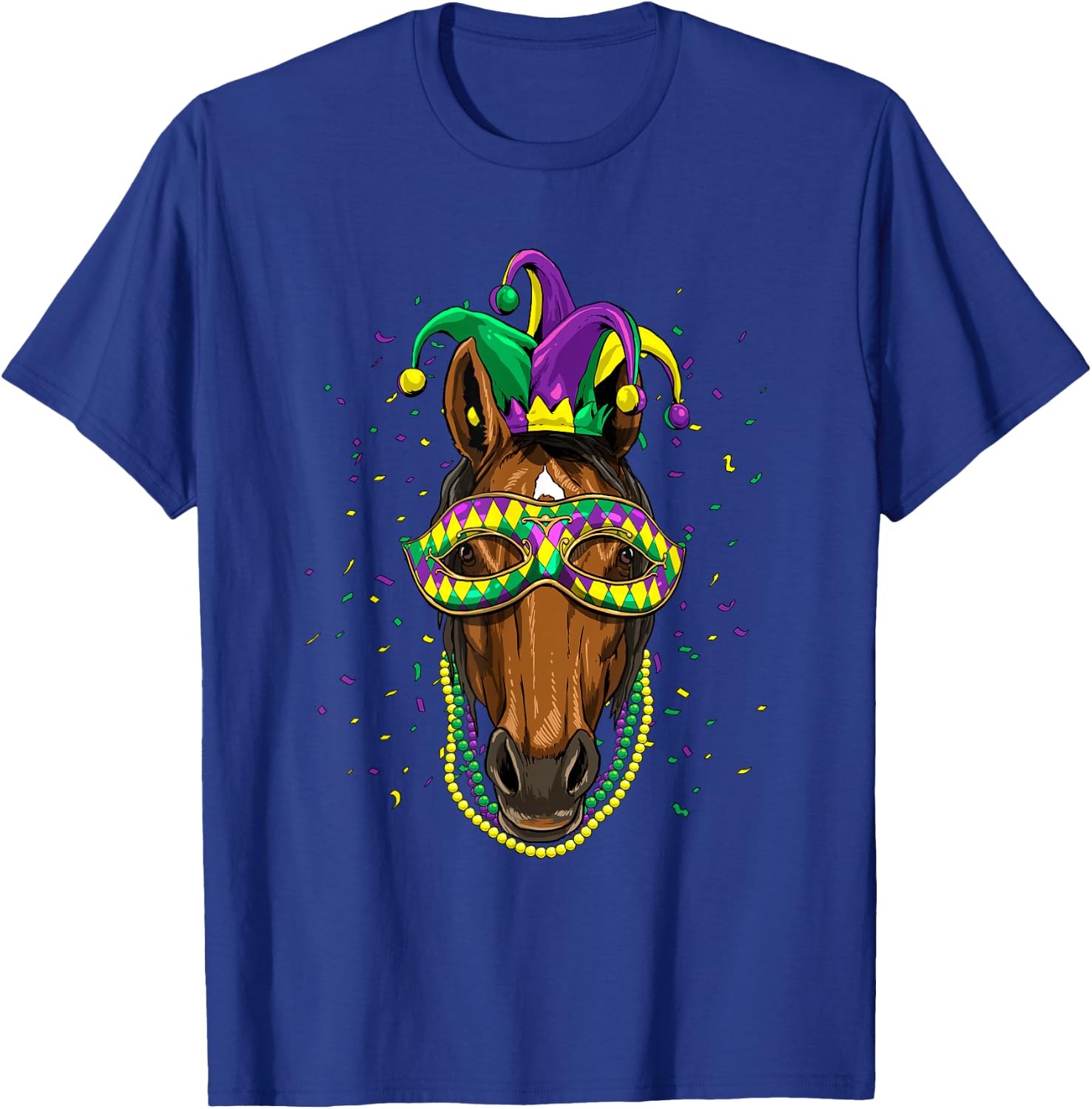 Horse Animal Lover Cute Mardi Gras Carnival Jester T-Shirt - T-Shirt | Royal