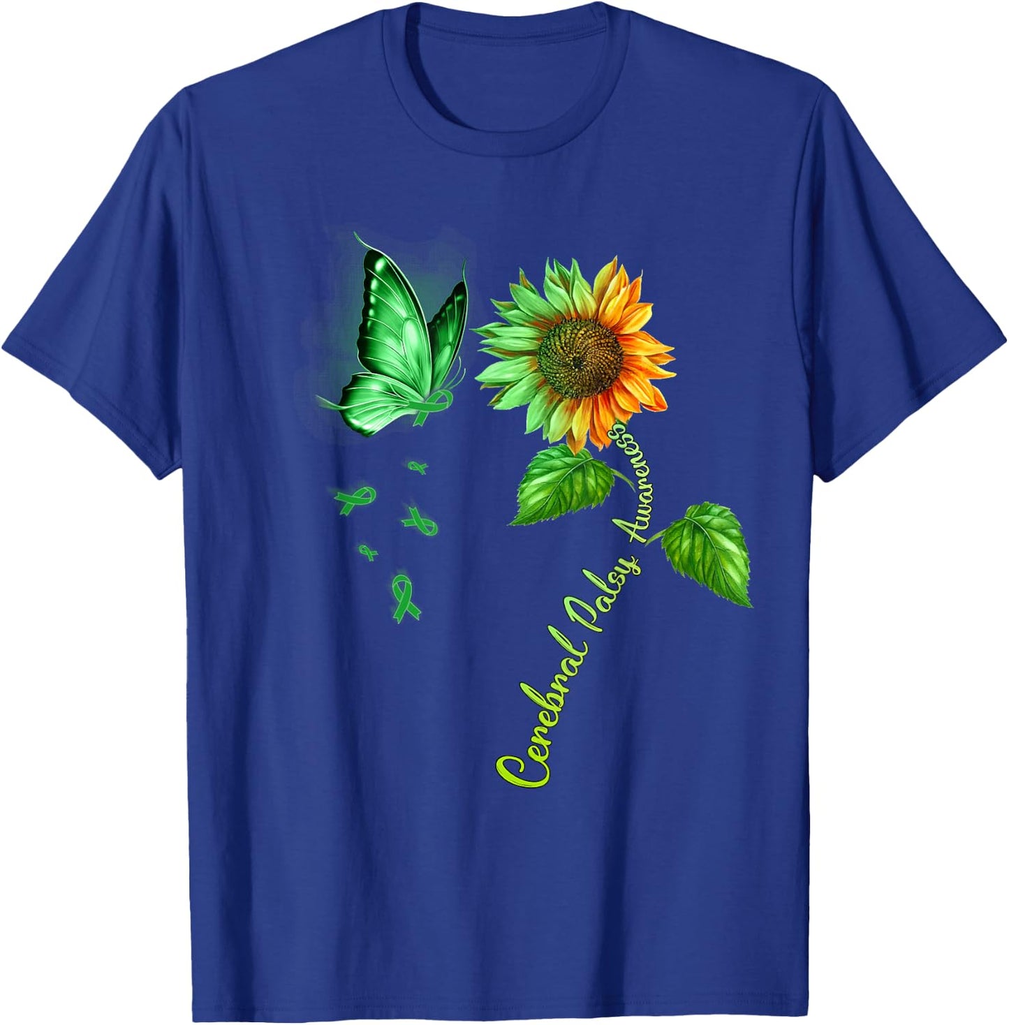 Butterfly Sunflower Cerebral Palsy Awareness T-Shirt - T-Shirt | Royal
