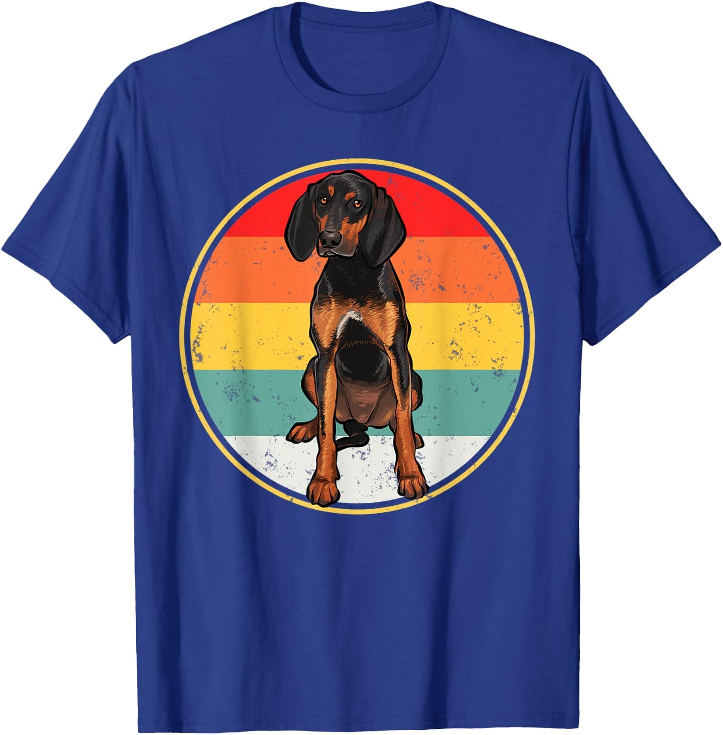 Vintage Retro Sunset Black and Tan Coonhound Dog T-Shirt - T-Shirt | Royal