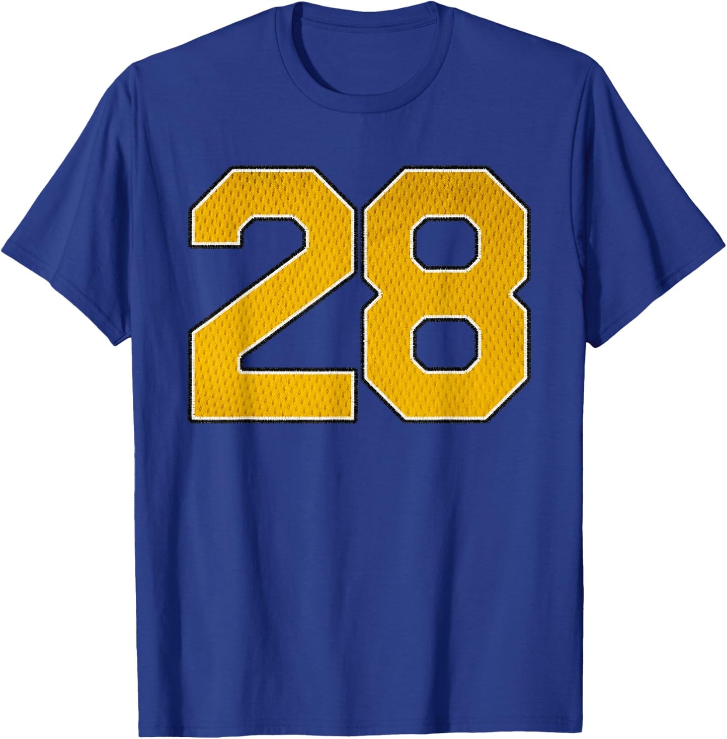 Gold Number 28 Athlete Sports Jersey Supporter Fanwear T-Shirt - T-Shirt | Royal