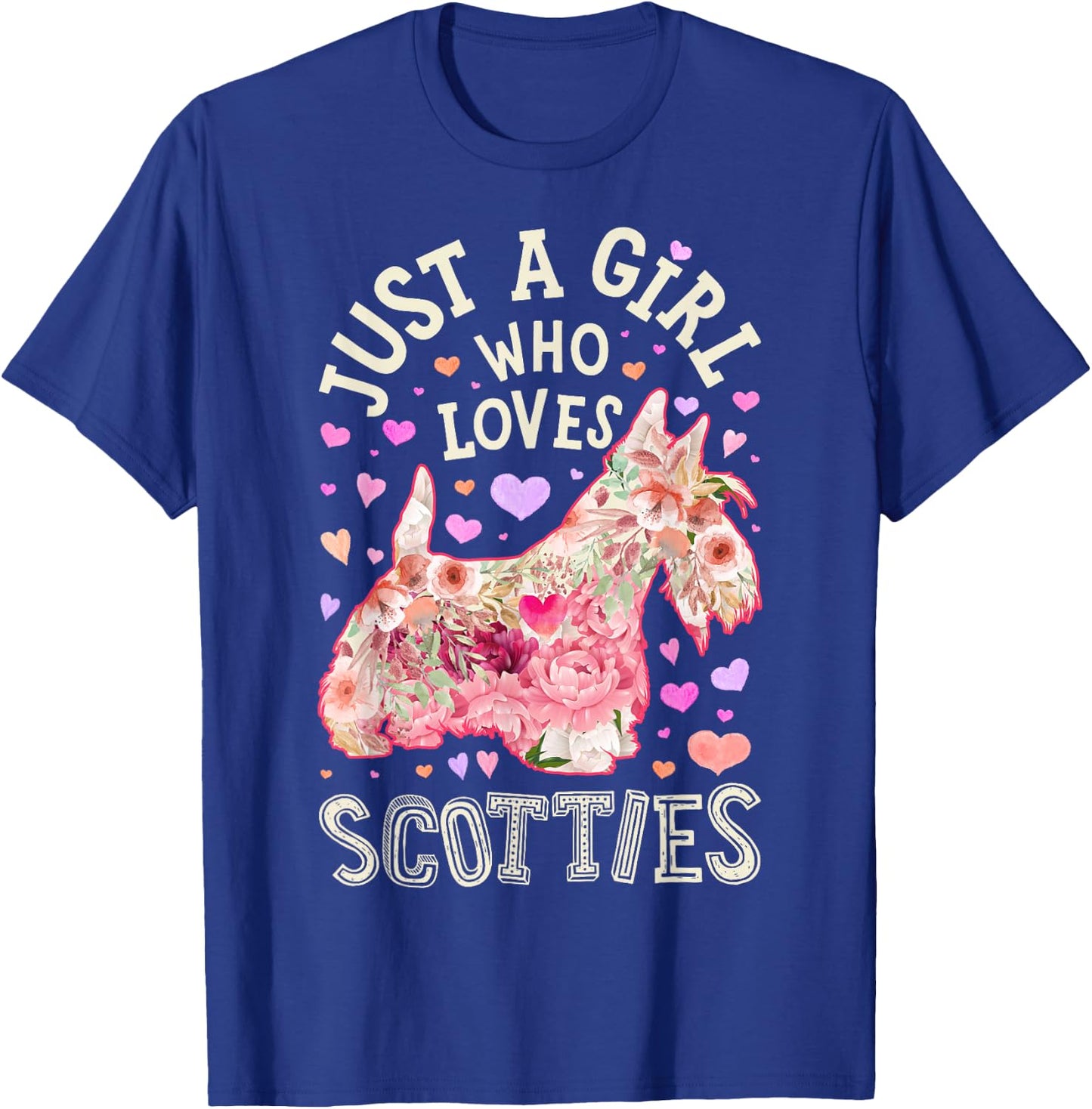 Scottie Scottish Terrier Just A Girl Who Loves Dog Flower T-Shirt - T-Shirt | Royal