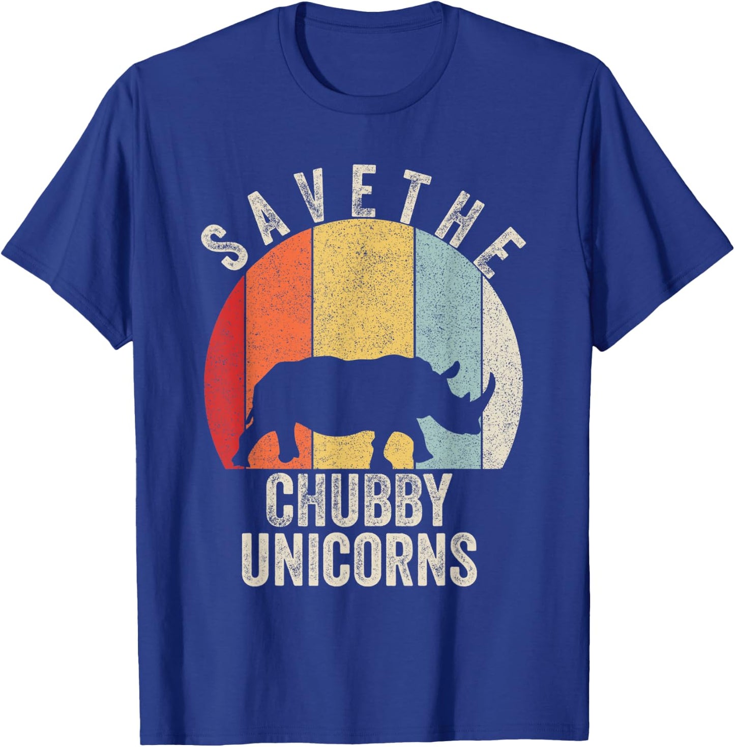 Retro Save The Chubby Unicorn Shirt Gift Funny Animal Rhino T-Shirt - T-Shirt | Royal