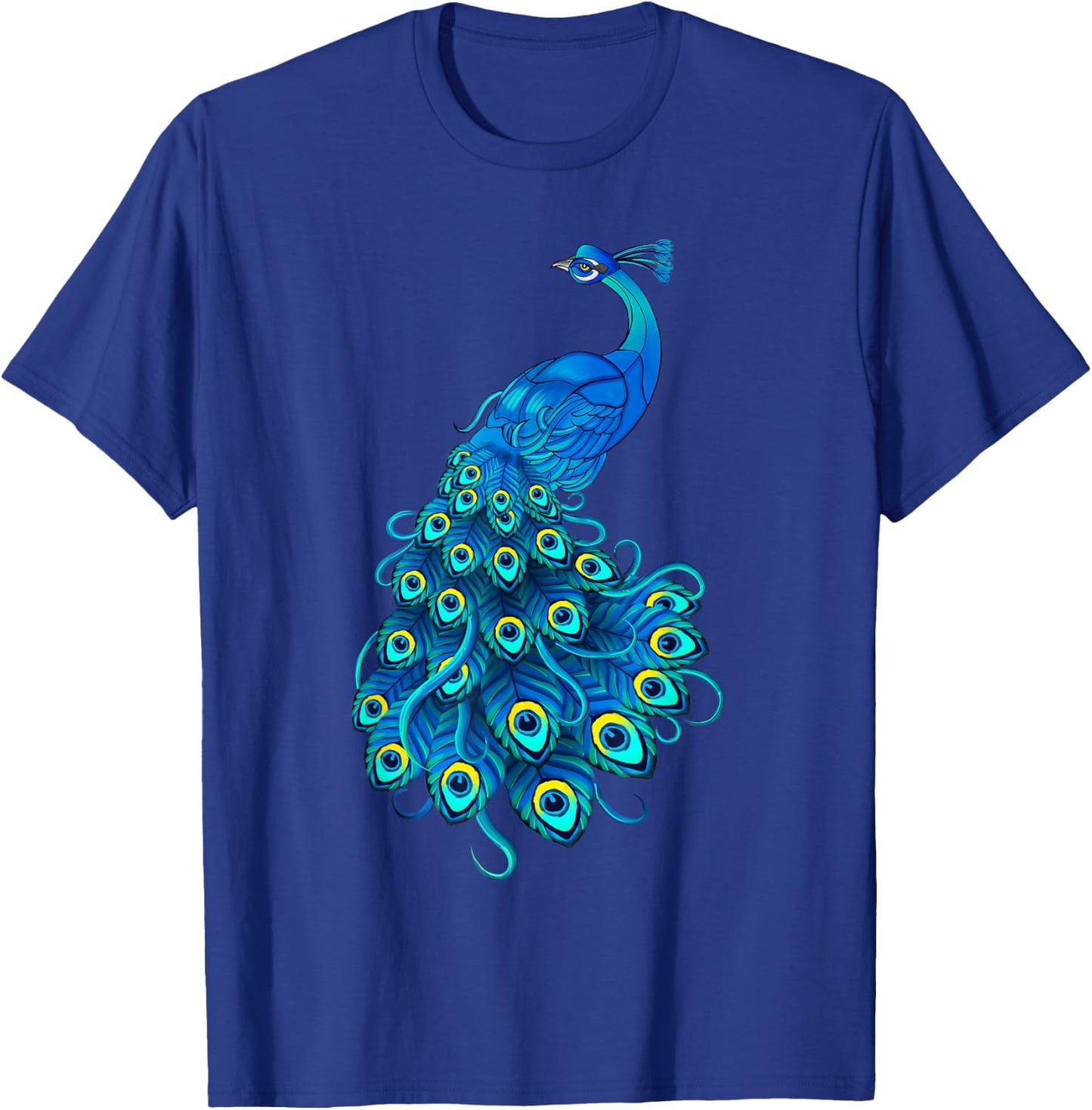 Blue Peacock Print Teal Feathers Bird Lover Men Women Gifts T-Shirt - T-Shirt | Royal