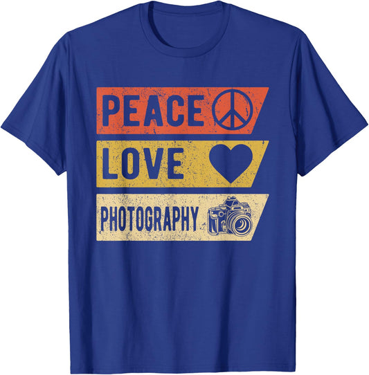 Vintage Peace Love Photography Gifts T-Shirt - T-Shirt | Royal