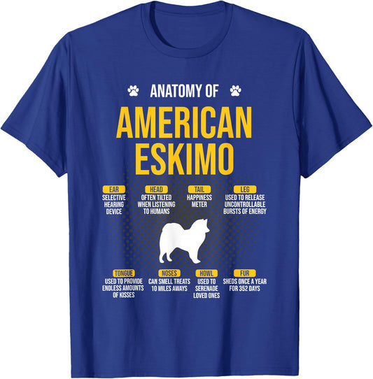 Anatomy Of American Eskimo Dog Lover T-Shirt - T-Shirt | Royal