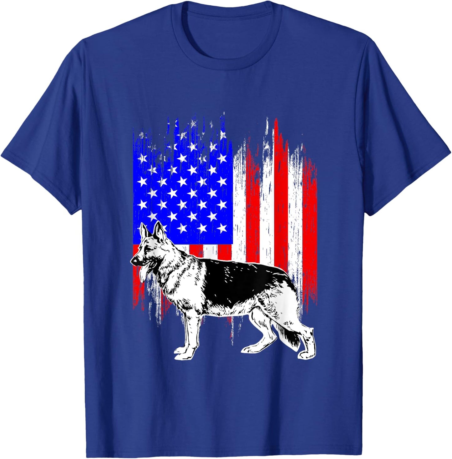 Patriotic German Shepherd American Flag Dog Lover Gift T-Shirt - T-Shirt | Royal