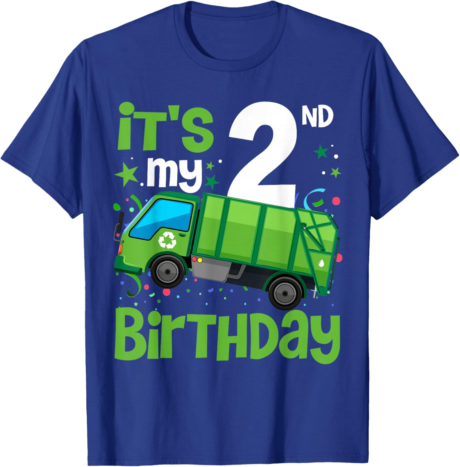 It's My 2nd Birthday Garbage Truck 2 Year Old Birthday Boy T-Shirt - T-Shirt | Royal