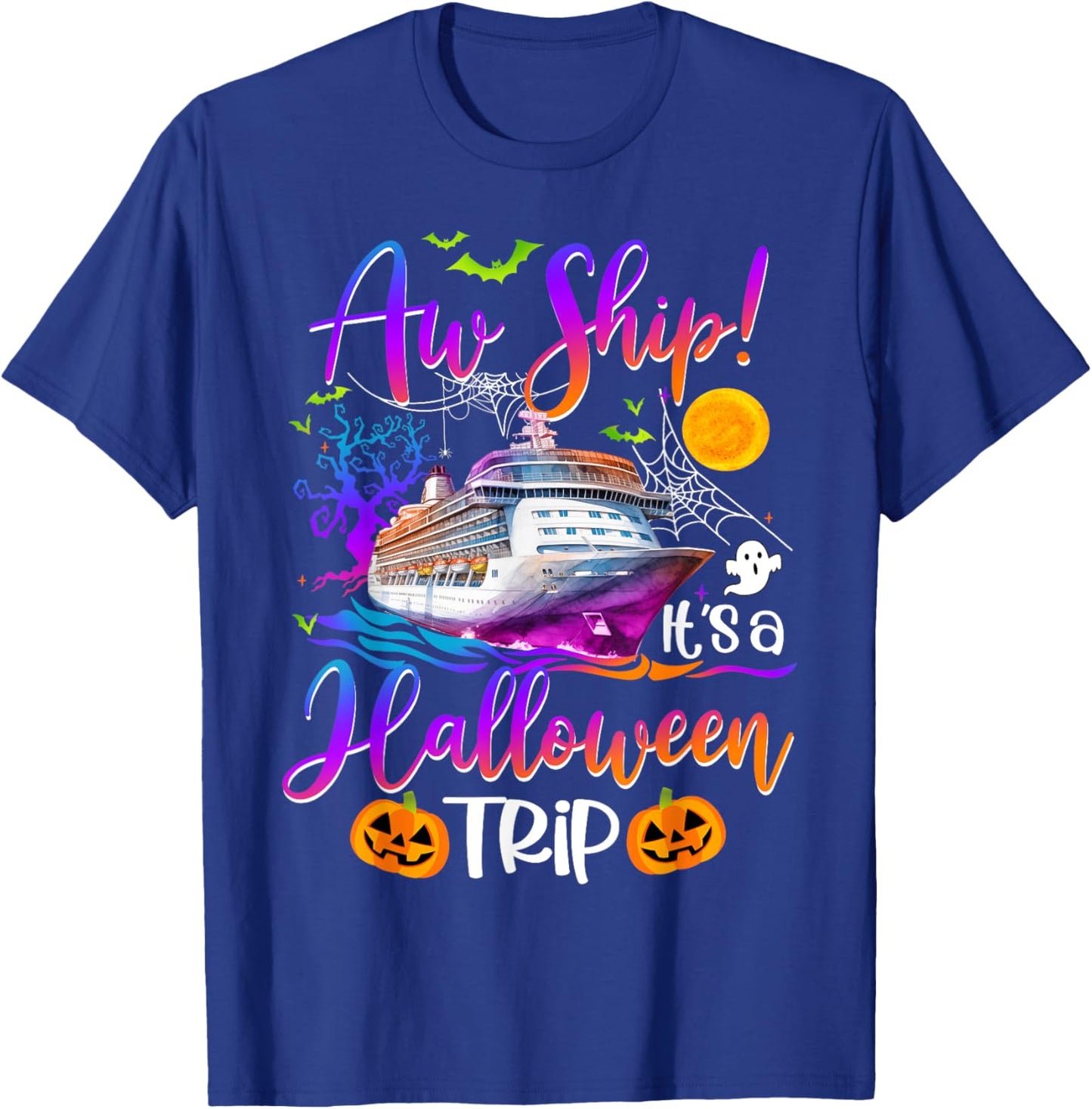 Aw Ship Halloween Trip Family Cruising Crew Cruise Squad T-Shirt - T-Shirt | Royal