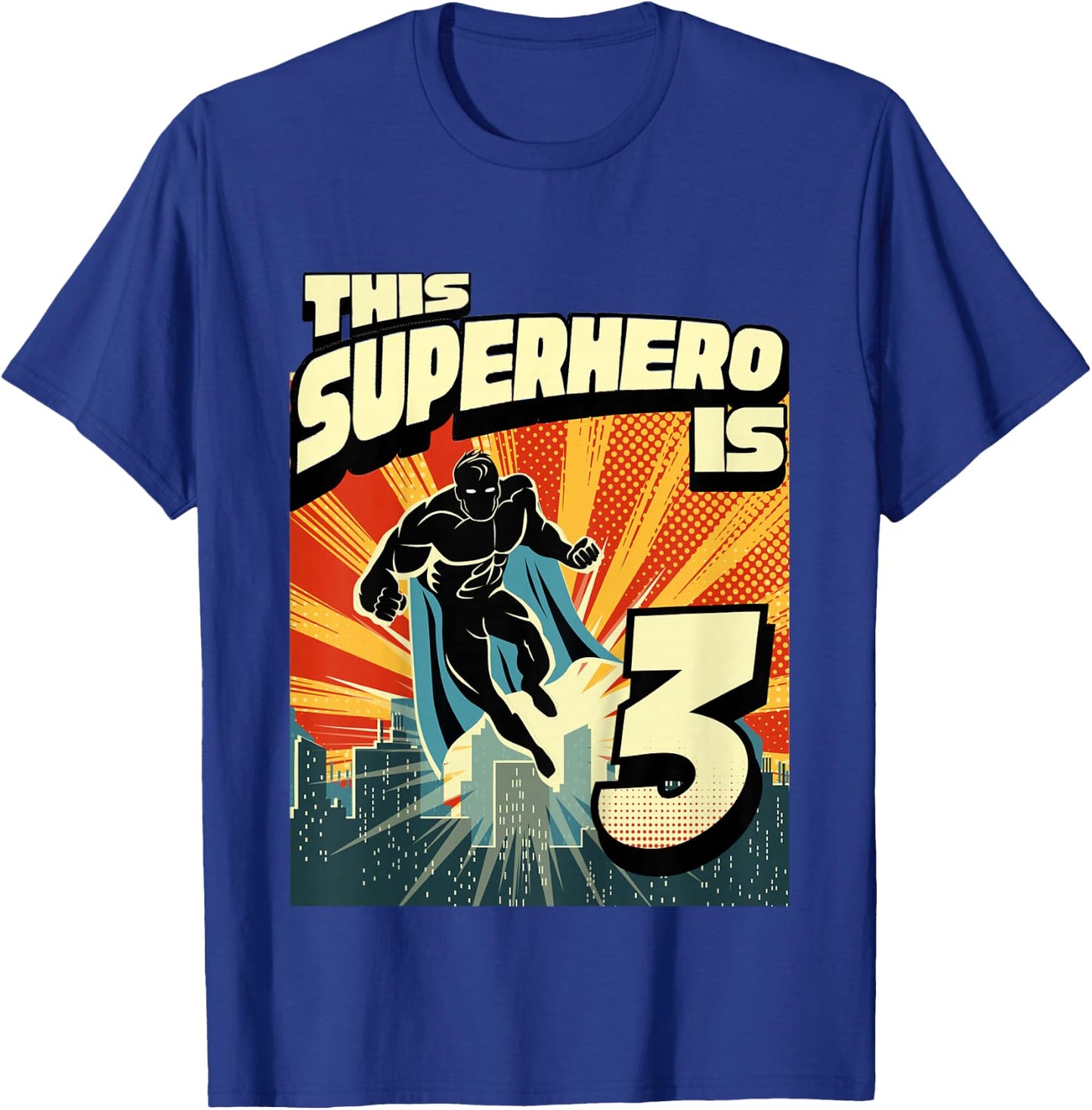 3 Year Old 3rd Vintage Retro Comic Superhero Birthday Party T-Shirt - T-Shirt | Royal
