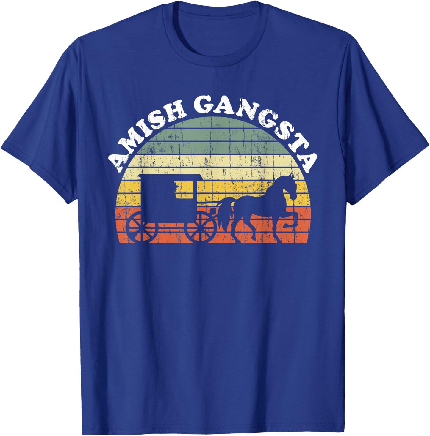 Amish Gangsta Horse and Buggy - Vintage Funny Amish Gift T-Shirt - T-Shirt | Royal