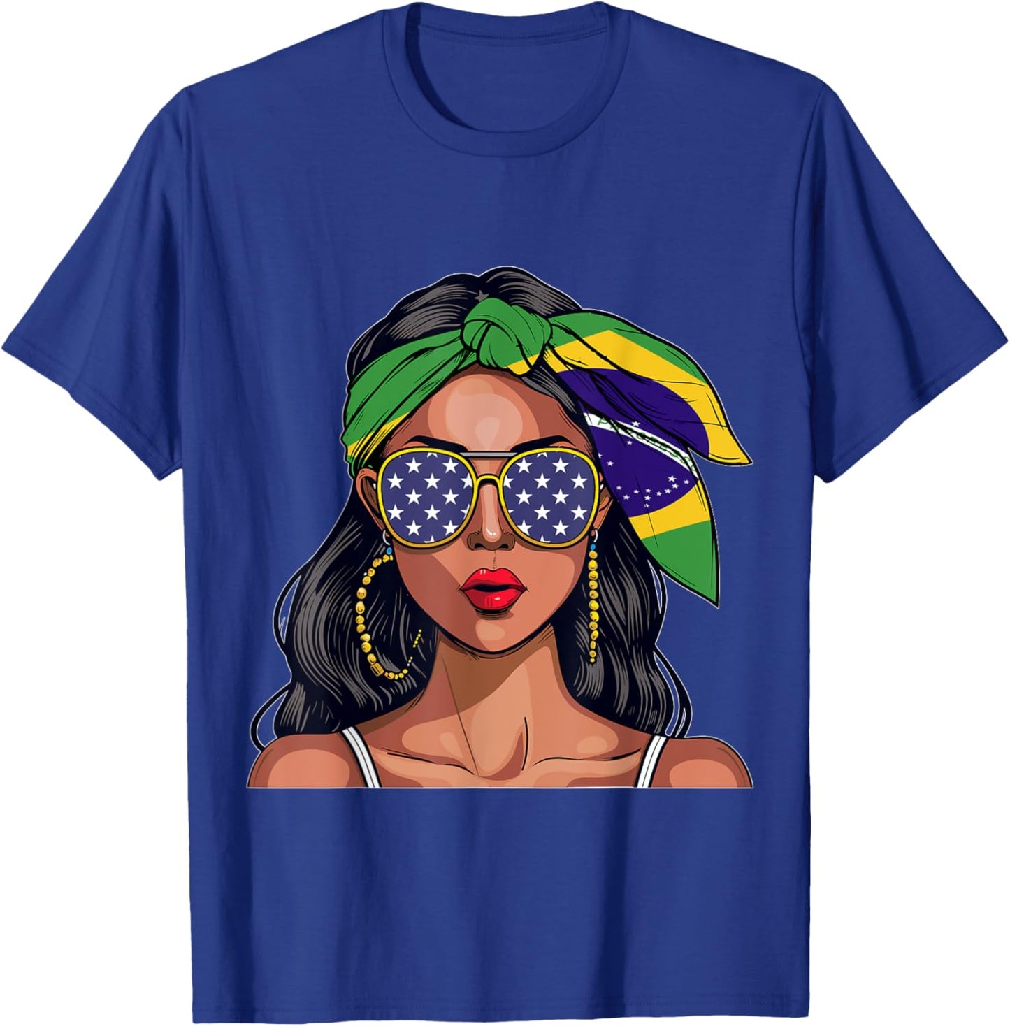 Brazilian Souvenirs Products Woman Flag American Brasil T-Shirt - T-Shirt | Royal