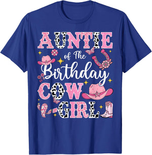 Auntie Of The Birthday Cow-Girl Rodeo Cow Girl Birthday T-Shirt - T-Shirt | Royal