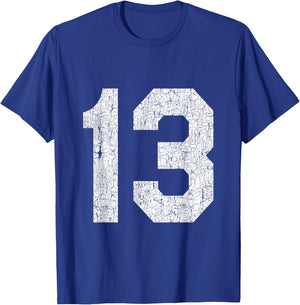 #13 Jersey Uniform Varsity Sports Number, 13th Birthday T-Shirt - T-Shirt | Royal