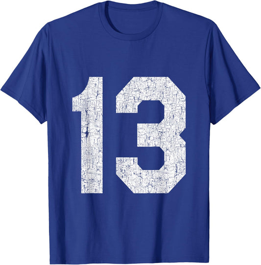 #13 Jersey Uniform Varsity Sports Number, 13th Birthday T-Shirt - T-Shirt | Royal