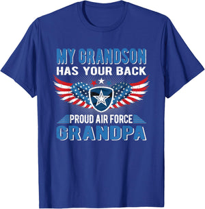My Grandson Has Your Back Proud Air Force Grandpa Military T-Shirt - T-Shirt | Royal