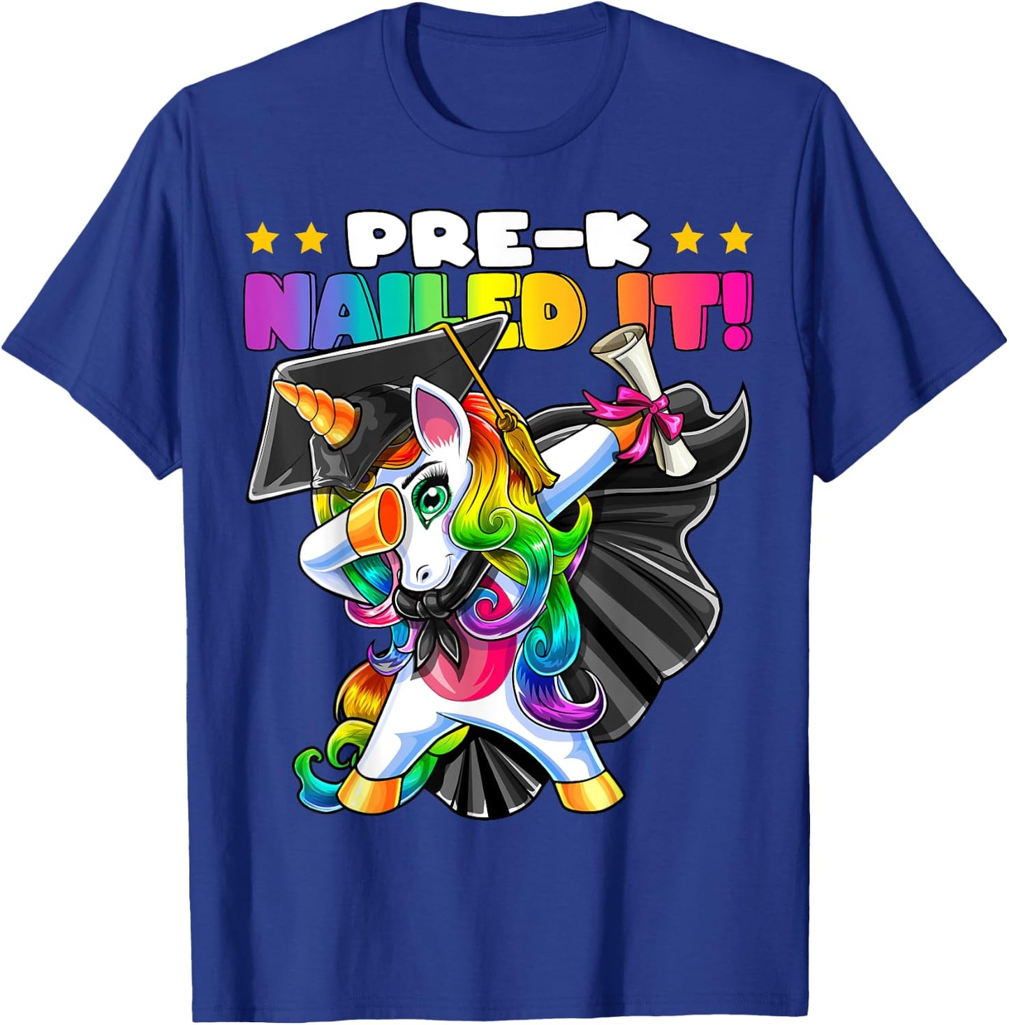 Dabbing Unicorn Pre-K Graduation Cap Gown Diploma Gift Girls T-Shirt - T-Shirt | Royal