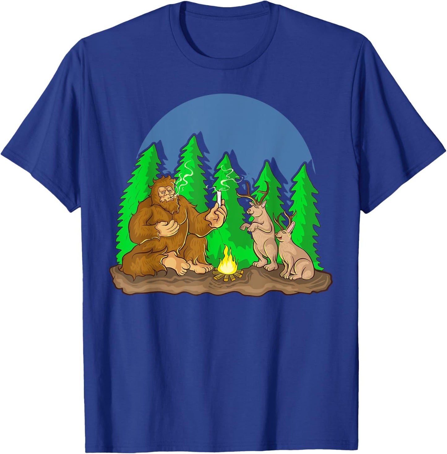 Pot Smoking Bigfoot Jackalope Cryptozoology Shirt Gift T-Shirt - T-Shirt | Royal